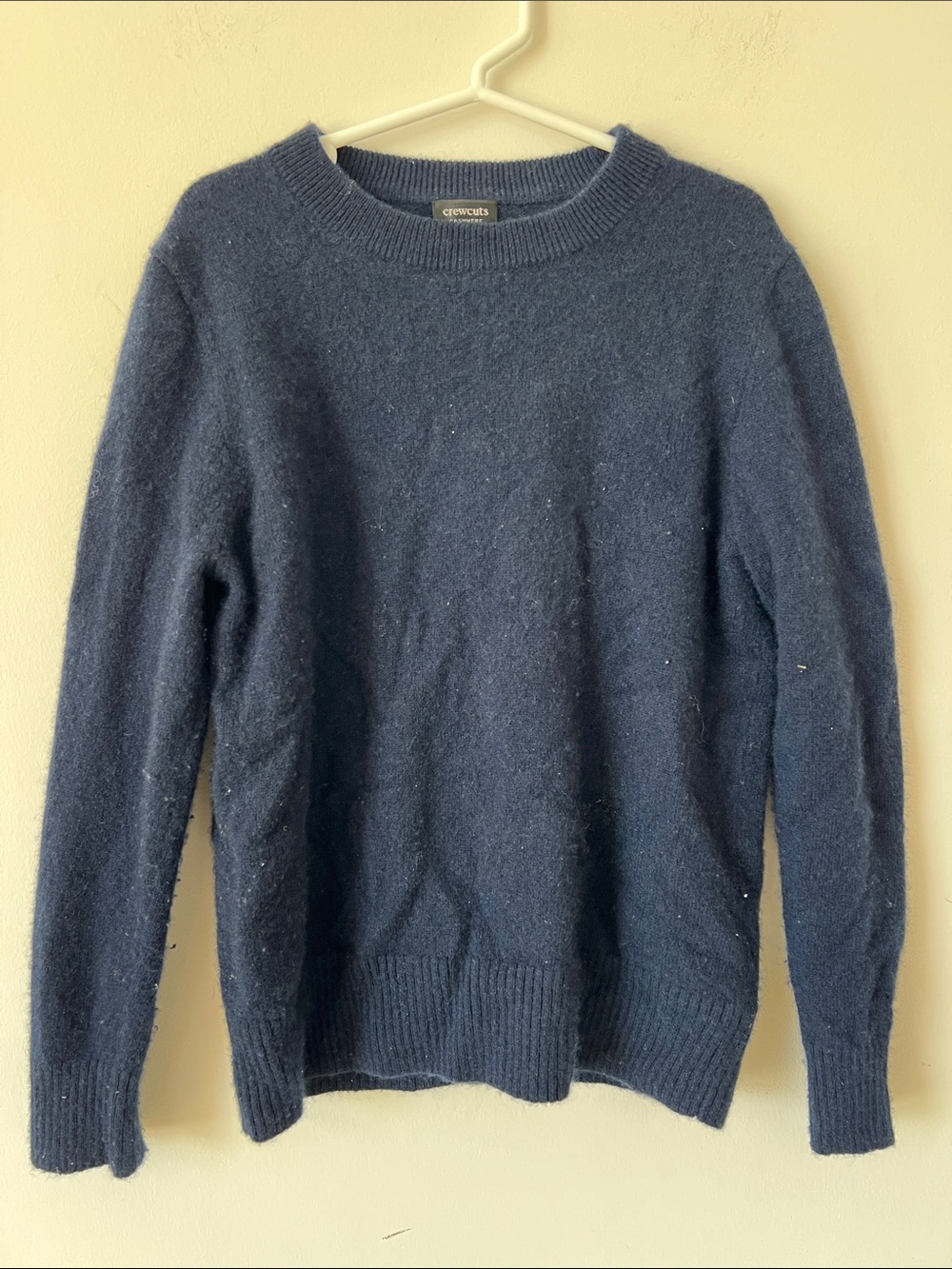 Crewcuts 100% Cashmere Crewneck Sweater Navy Blue Boys Size 6-7 Youth